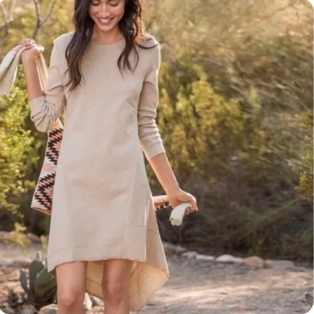 Sundance Women's Thea Cream Neutral Waffle Thermal Hi/Low Dress Size L